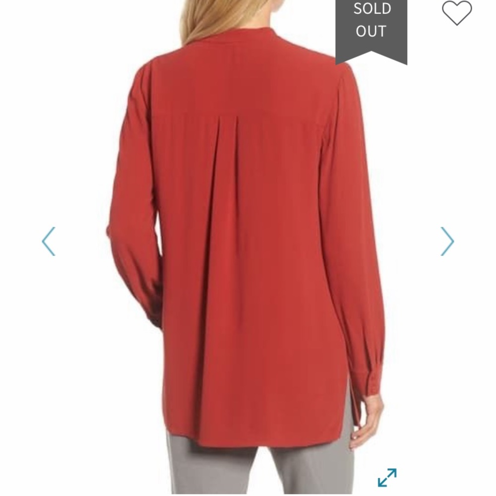 Eileen Fisher Silk Split Neck Blouse - Picture 2 of 10